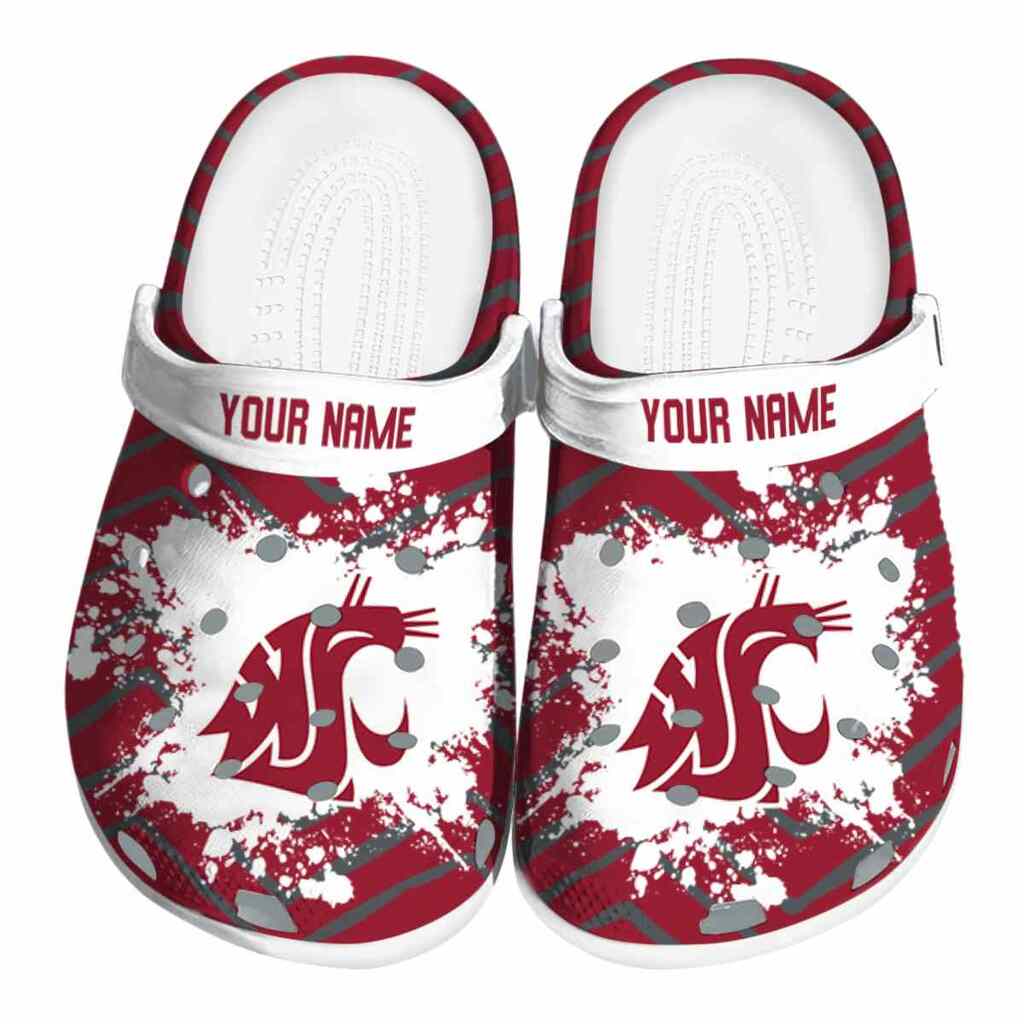 Personalized Washington State Cougars Zigzag Paint Burst ClogTVC1801798