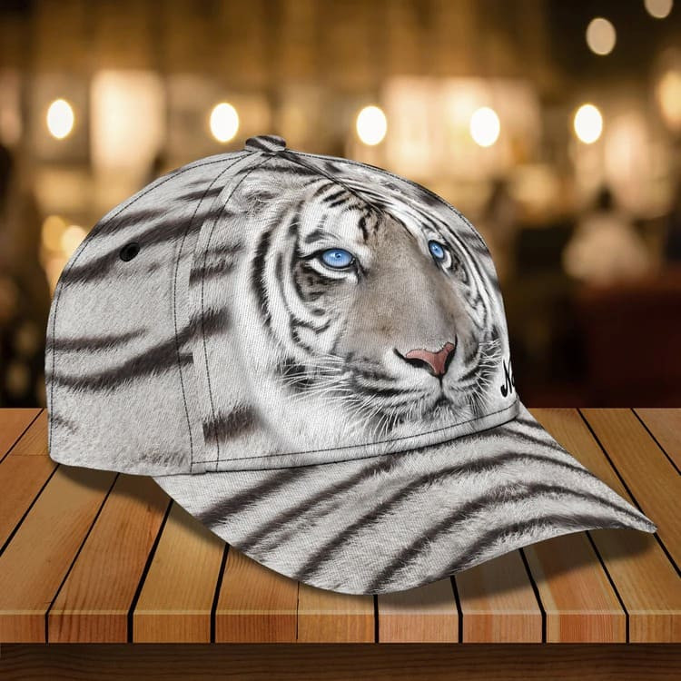 Personalized White Tiger 3D Baseball Cap for Boyfriend, Tiger Art Hat for Tiger Lovers Trucker Hats Custom Hats Gifts For Men & Women