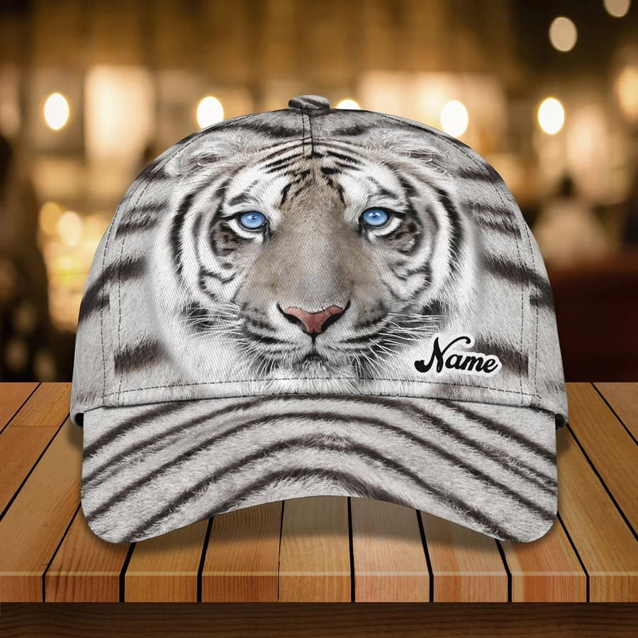 Personalized White Tiger 3D Baseball Cap for Boyfriend, Tiger Art Hat for Tiger Lovers Trucker Hats Custom Hats Gifts For Men & Women