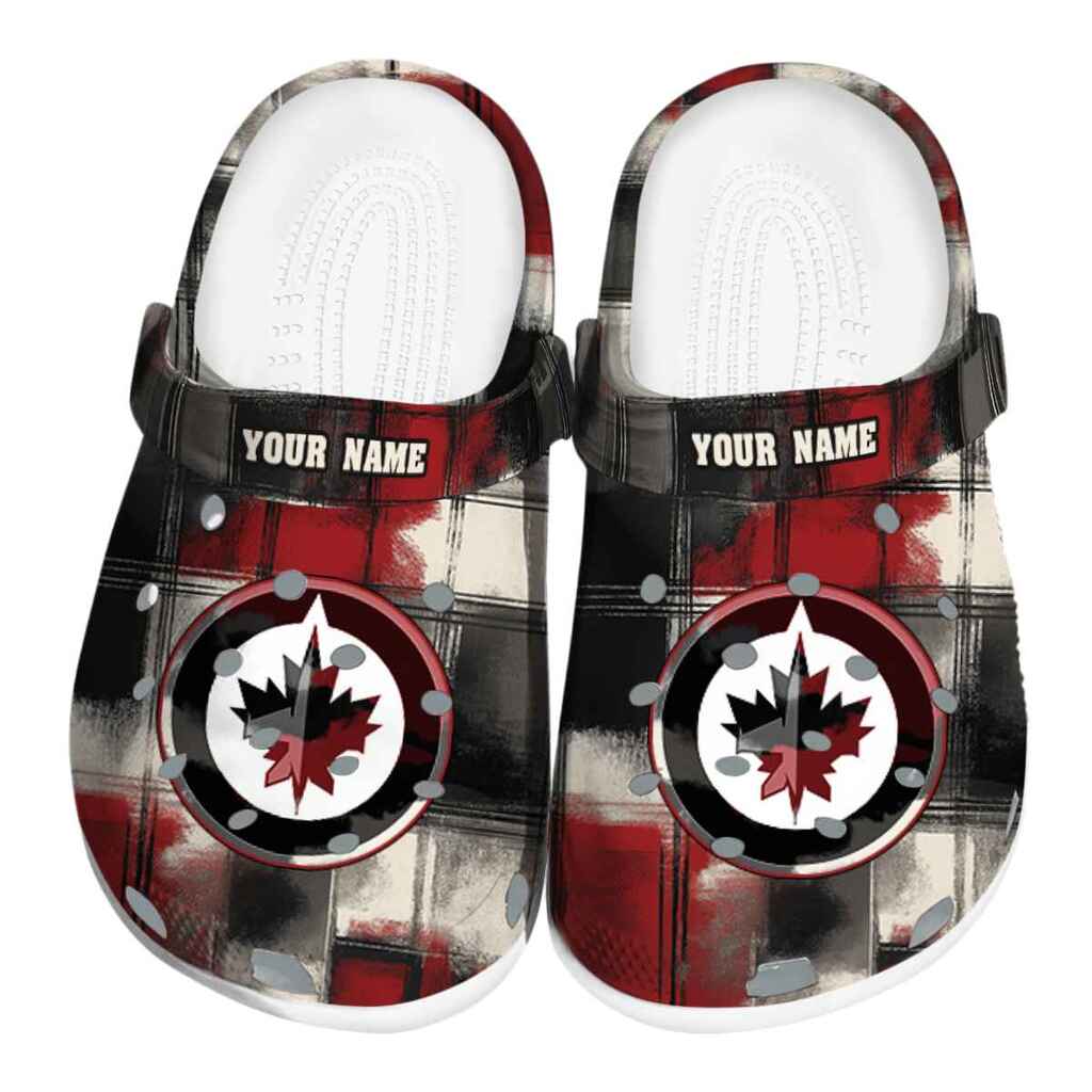 Personalized Winnipeg Jets Plaid Fusion ClogTVC1801894