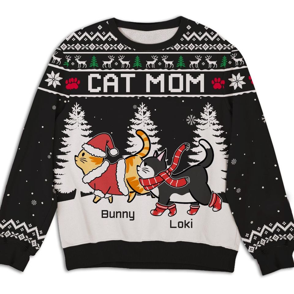 Personalized Winter Sweatshirt for Cat Owners