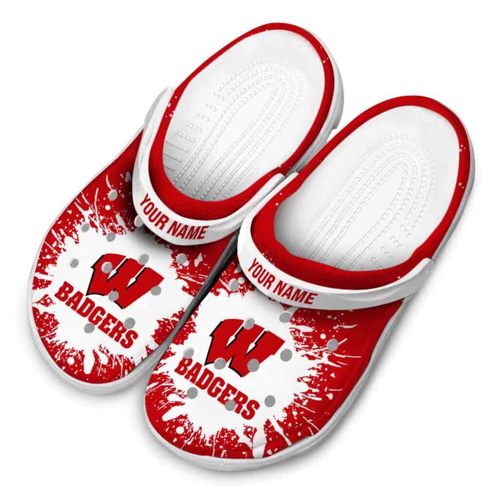 Personalized Wisconsin Badgers Splash Art ClogTVC180173 - Image 4
