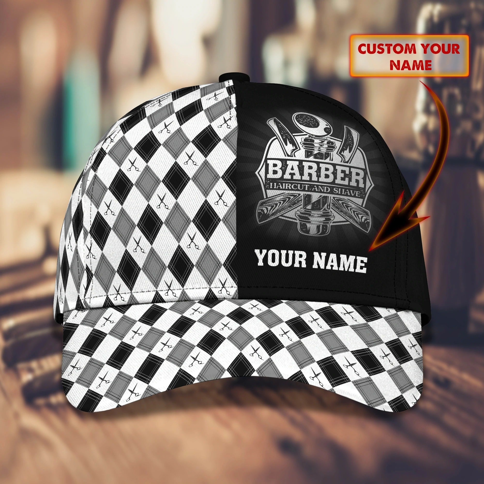 Personalized With Name 3D Full Printed Barber Classic Cap For Men And Woman, Barber Cap Hat Trucker Hats Custom Hats Gifts For Men & Women