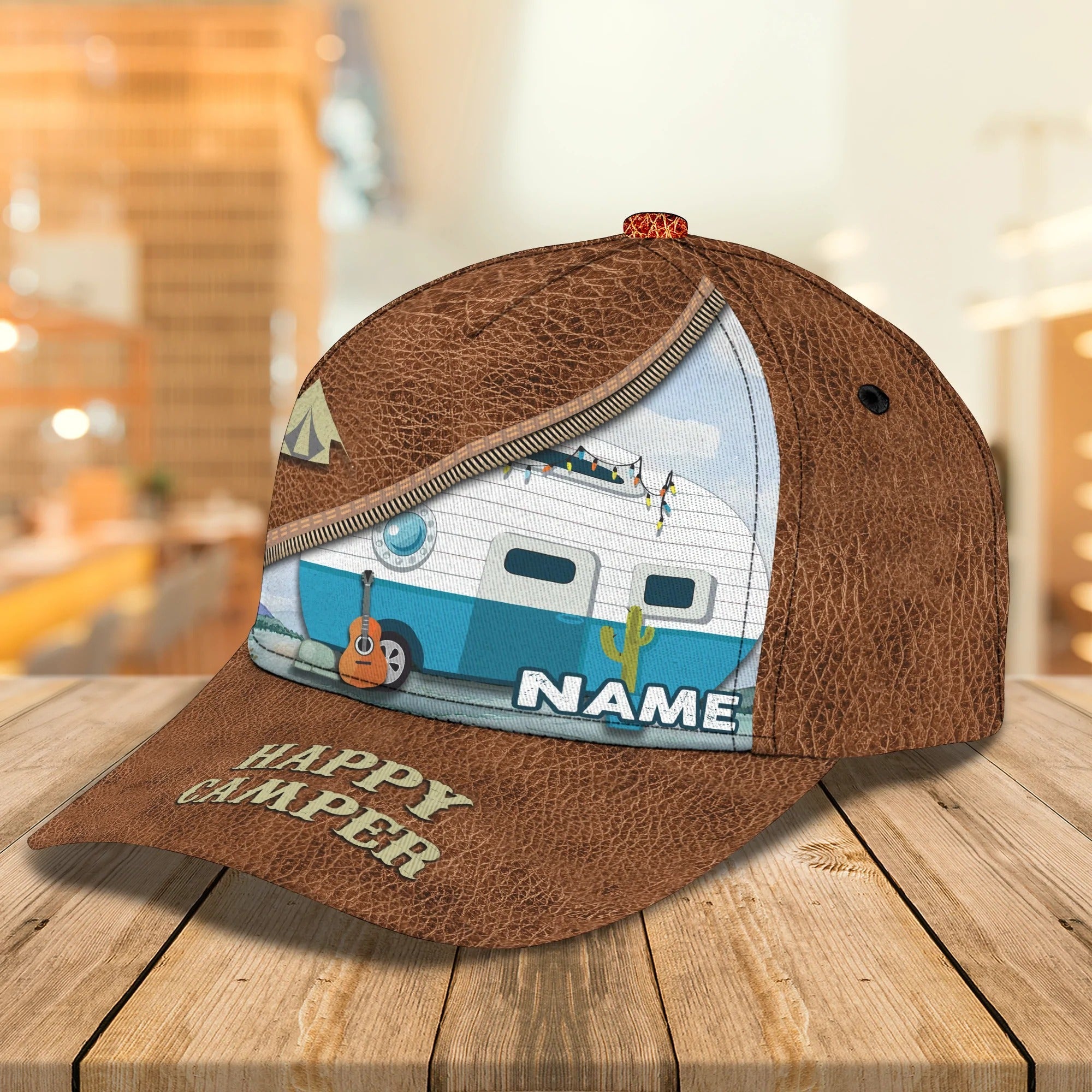 Personalized With Name Baseball Cap Hat For Camping, Happy Camper Classic Cap Hat, Camper Cap Trucker Hats Custom Hats Gifts For Men & Women