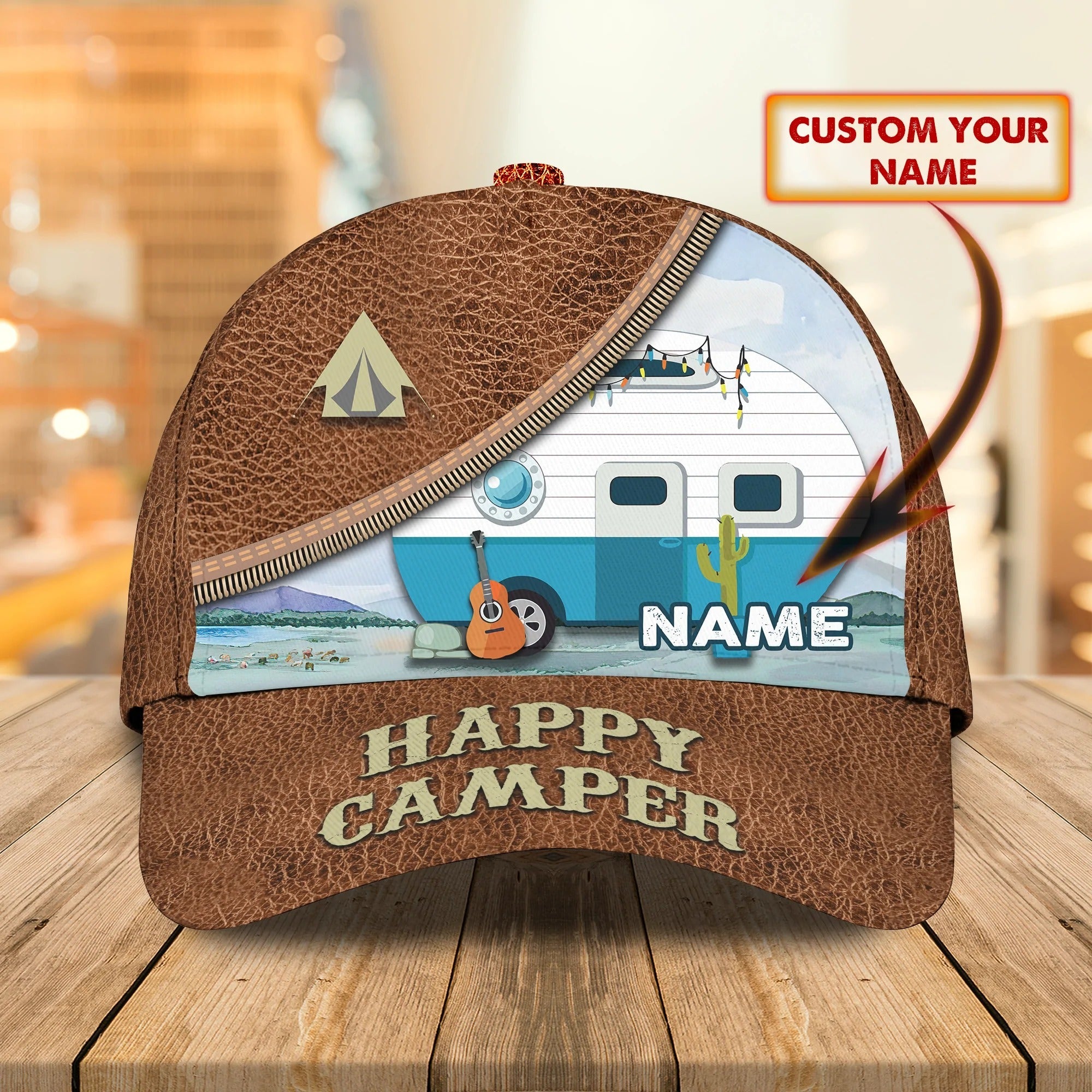 Personalized With Name Baseball Cap Hat For Camping, Happy Camper Classic Cap Hat, Camper Cap Trucker Hats Custom Hats Gifts For Men & Women