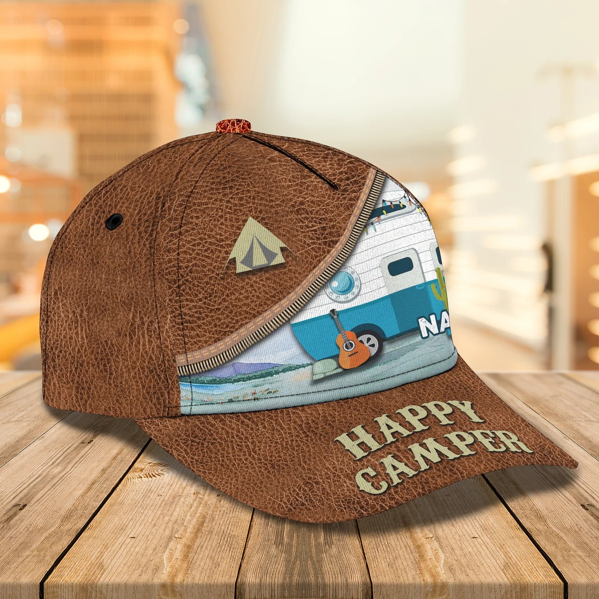 Personalized With Name Baseball Cap Hat For Camping, Happy Camper Classic Cap Hat, Camper Cap Trucker Hats Custom Hats Gifts For Men & Women
