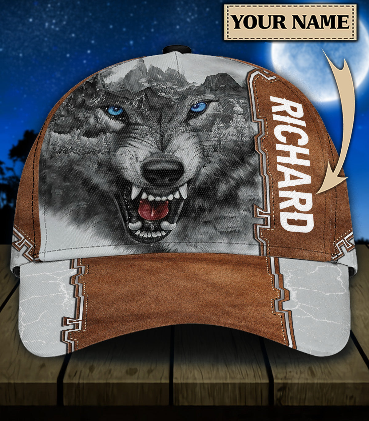 Personalized Wolf Classic Cap, Gift for Wolf Lovers Trucker Hats Custom Hats Gifts For Men & Women