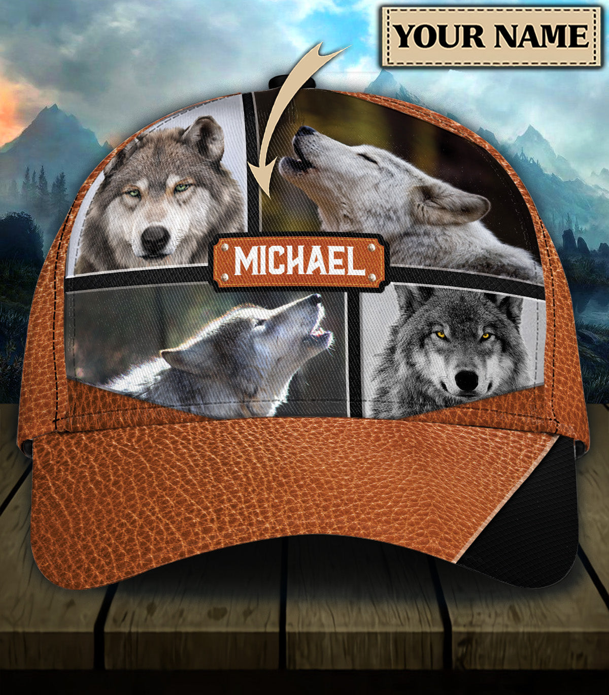Personalized Wolf Classic Cap, Gift for Wolf Lovers Trucker Hats Custom Hats Gifts For Men & Women