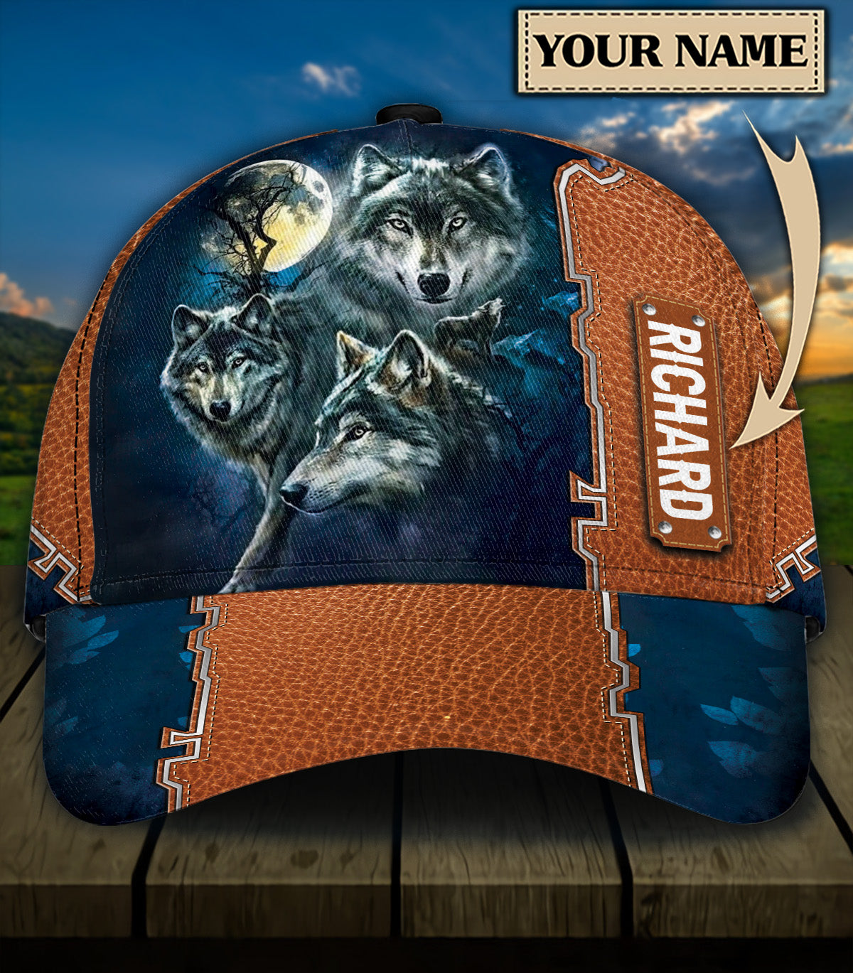 Personalized Wolf Classic Cap, Gift for Wolf Lovers Trucker Hats Custom Hats Gifts For Men & Women