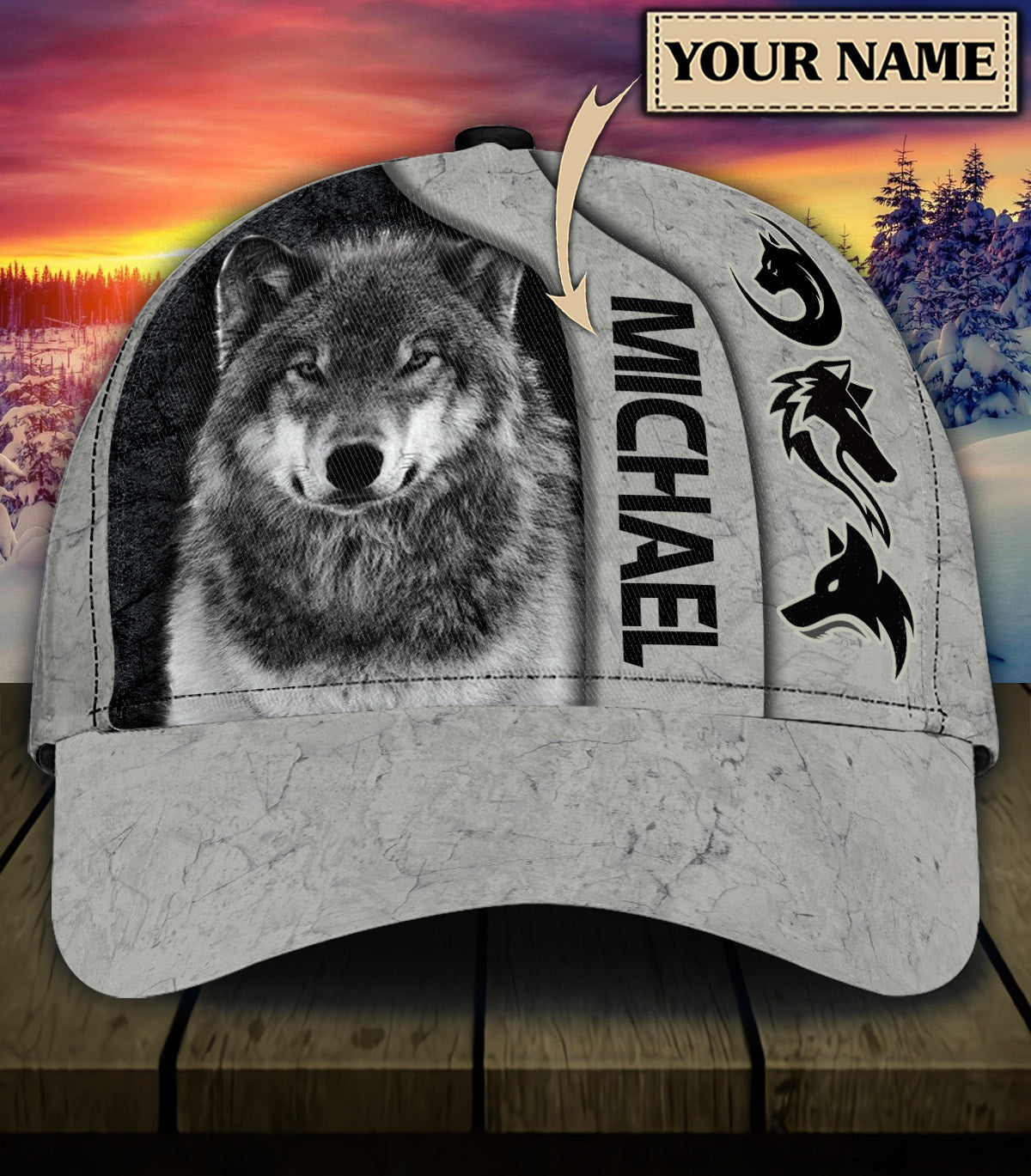 Personalized Wolf Classic Cap, Gift for Wolf Lovers Trucker Hats Custom Hats Gifts For Men & Women