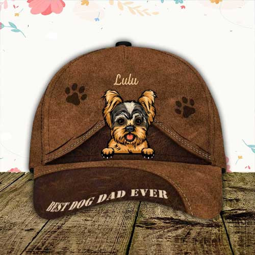 Personalized Yorkie Terrier Hat, Custom Photo Yorkie Terrier 3D Cap for Dad and Mom Trucker Hats Custom Hats Gifts For Men & Women