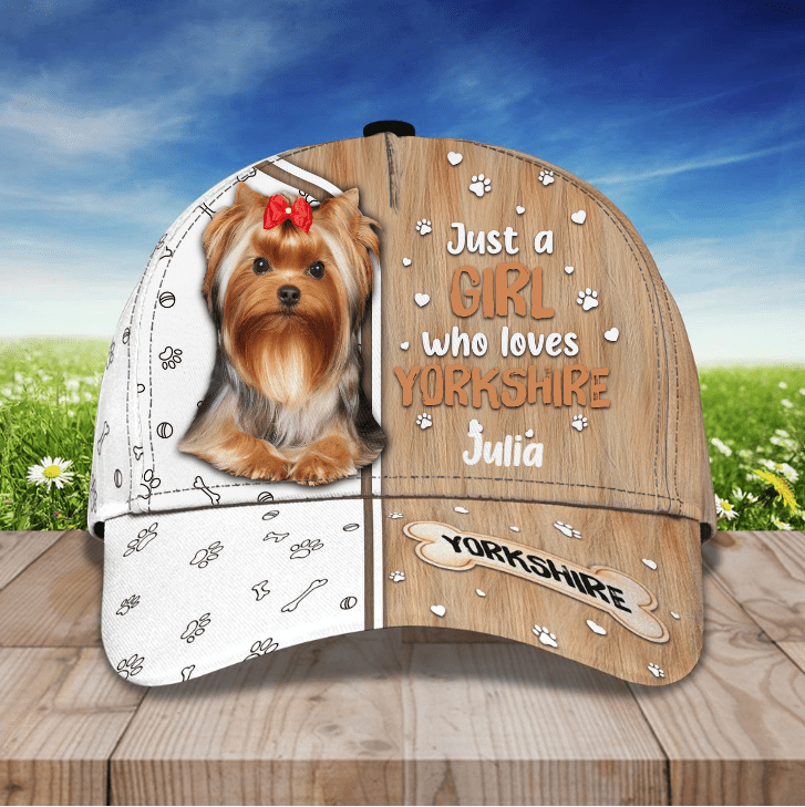 Personalized Yorkshire 3D Classic Cap, Dog Lover Hat, Custom Name, Dog Name for Men, Women, Yorkshire Lovers Trucker Hats Custom Hats Gifts For Men & Women
