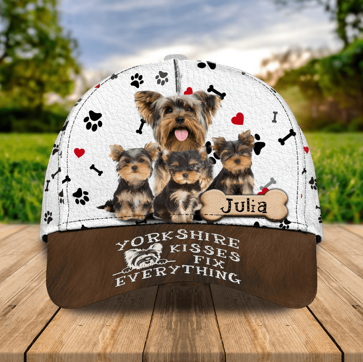 Personalized Yorkshire 3D Classic Cap, Dog Lover Hat, Custom Name, Dog Name for Men, Women, Yorkshire Lovers Trucker Hats Custom Hats Gifts For Men & Women