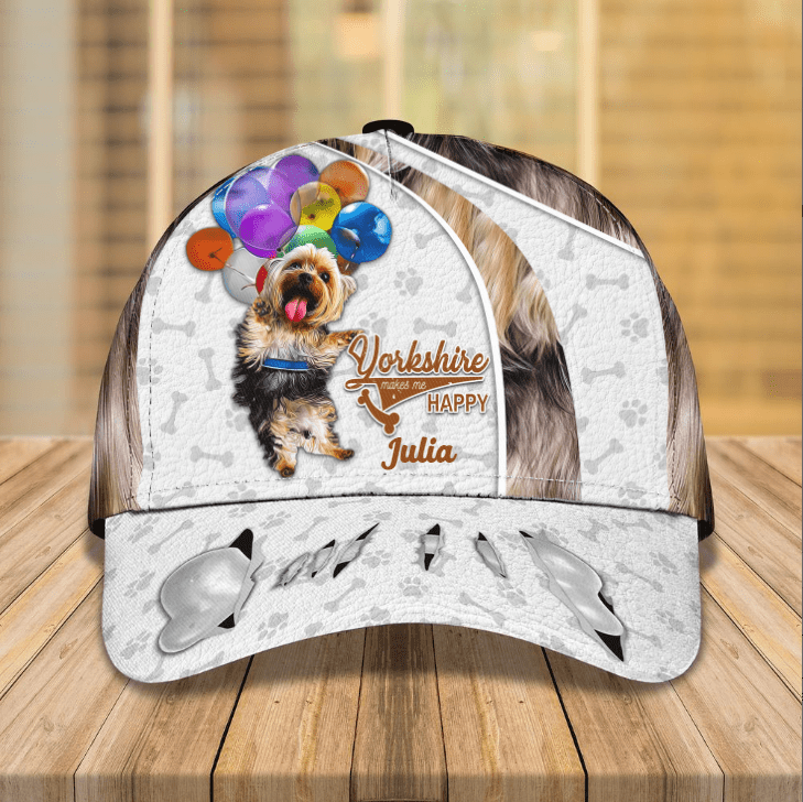 Personalized Yorkshire 3D Classic Cap, Dog Lover Hat, Custom Name, Dog Name for Men, Women, Yorkshire Lovers Trucker Hats Custom Hats Gifts For Men & Women