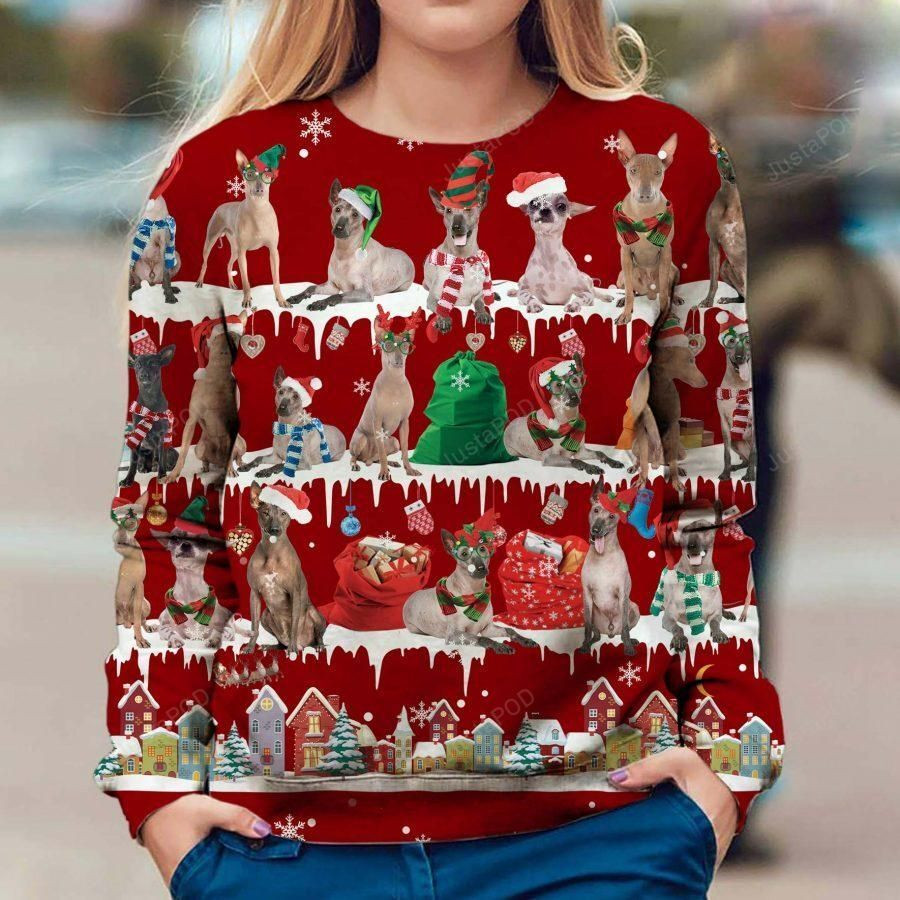 Peruvian Hairless Dog Ugly Christmas Sweater Adult 3D Funny Matching for family