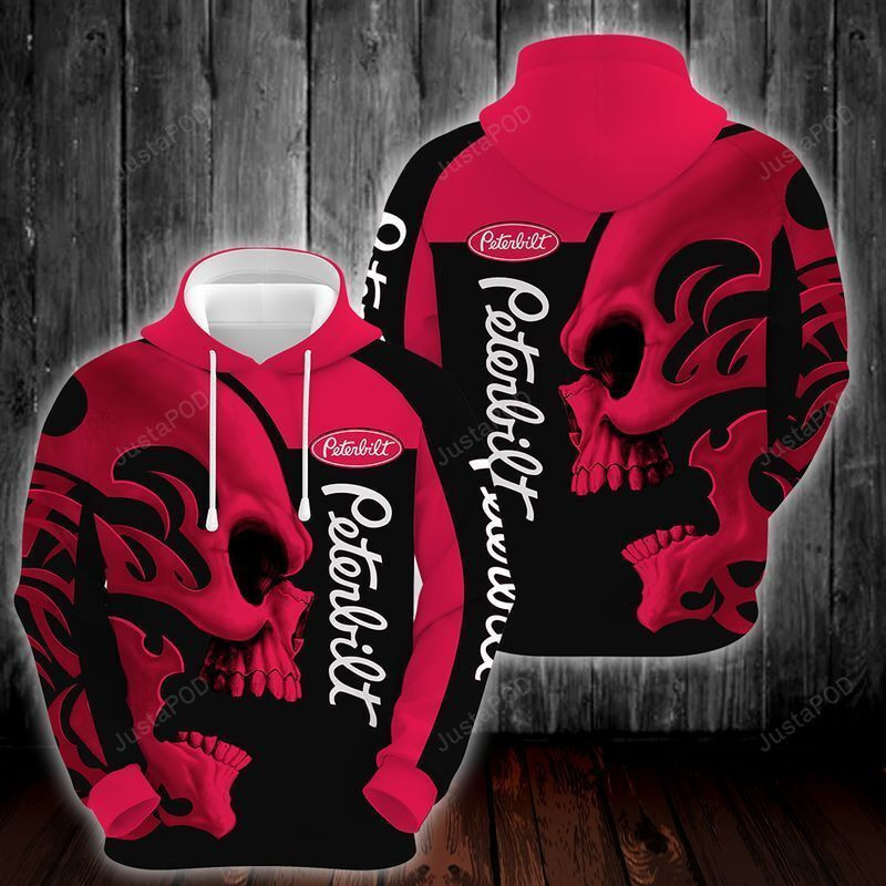 Peterbilt Motors Company Skull Black Red 3D All Over Print Hoodie, Zip Hoodie