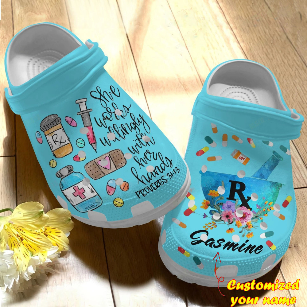 Pharmacist - Personalized Pharmacy She Works Willingly Clog Shoes For Men And Women
