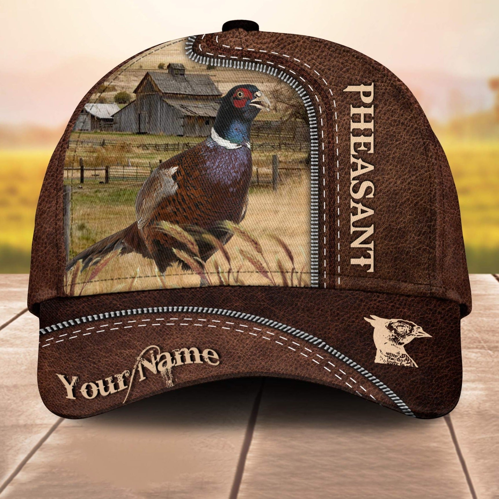 Pheasant Customized Name Leather Paern 3D Cap 3D All Over Print Baseball Cap, Cap For Farm Lovers, Animal Cap, Leather Pattern Cap Trucker Hats Custom Hats Gifts For Men & Women