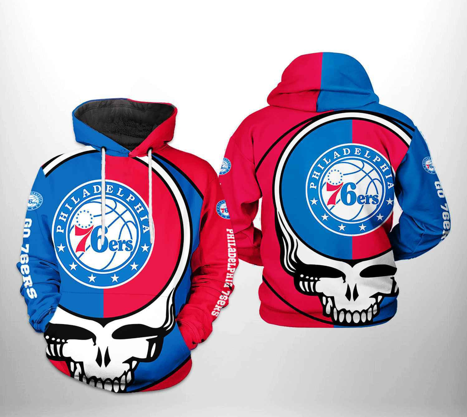 Philadelphia 76ers NBA Grateful Dead 3D All Over Print Hoodie, Zip Hoodie