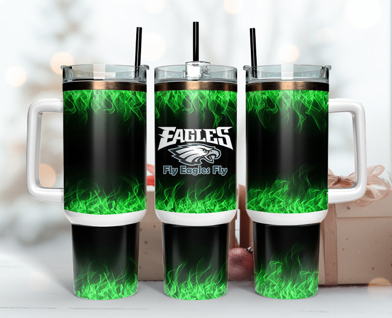 Philadelphia Eagle NFL Fire Effect Custom Stanley Cup 40 oz 30 oz Tumbler With HandleTVC2301140