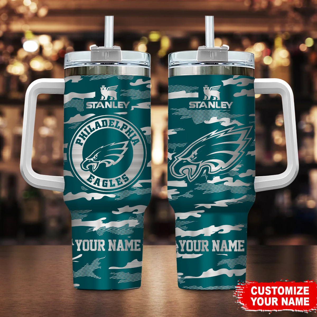 Philadelphia Eagles NFL Camo Pattern Custom Stanley Cup 40 oz 30 oz Tumbler With HandleTVC230199