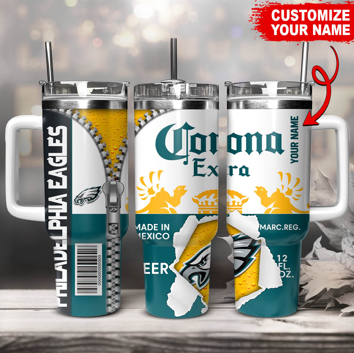 Philadelphia Eagles NFL Corona Extra Custom Stanley Cup 40 oz 30 oz Tumbler With HandleTVC230169