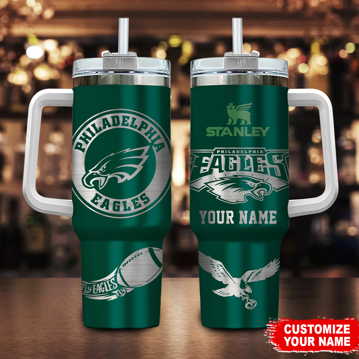 Philadelphia Eagles NFL Custom Stanley Cup 40 oz 30 oz Tumbler With HandleTVC230179