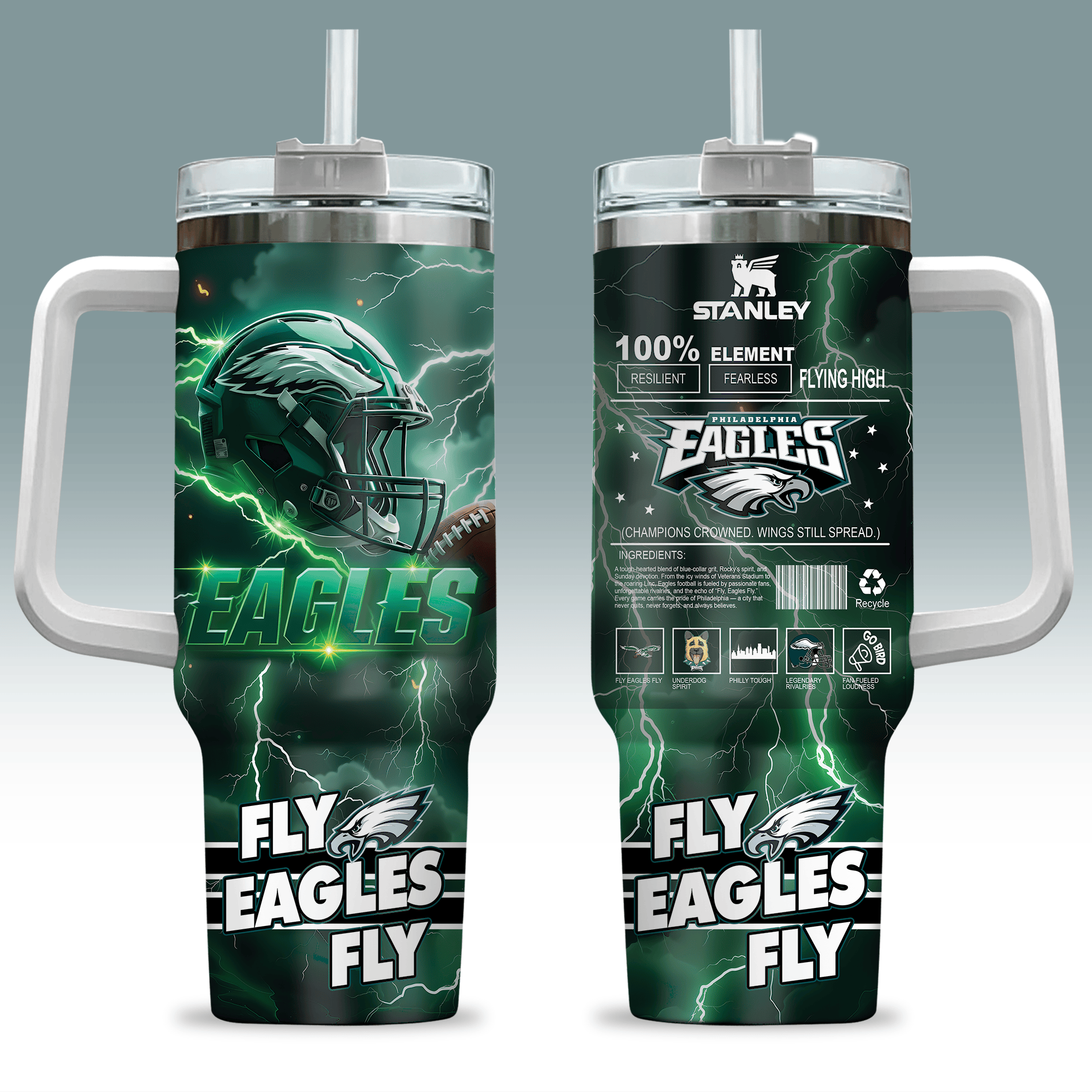 Philadelphia Eagles NFL Custom Stanley Cup 40 oz 30 oz Tumbler With HandleTVC230198