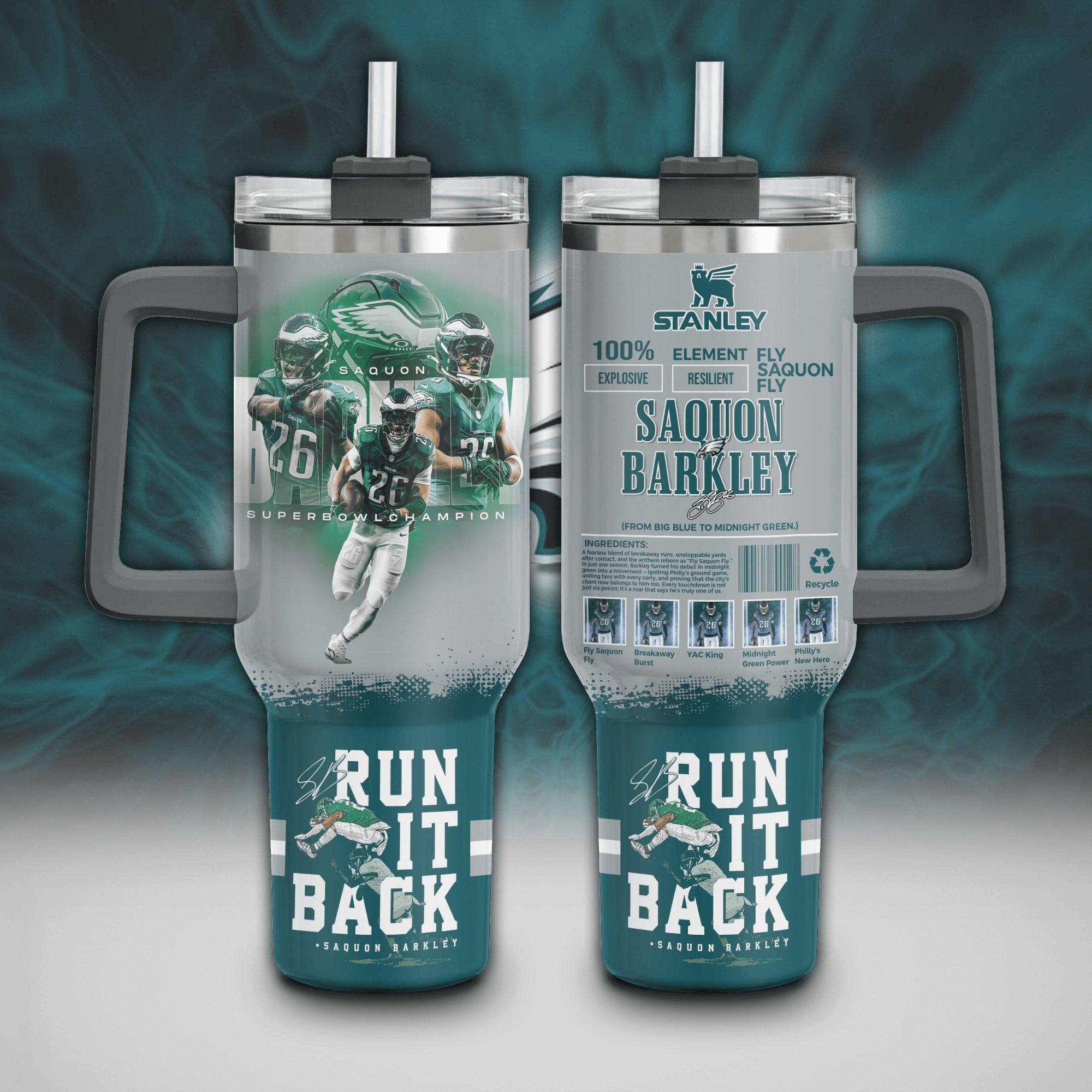 Philadelphia Eagles NFL Custom Stanley Cup 40 oz 30 oz Tumbler With HandleTVC230198