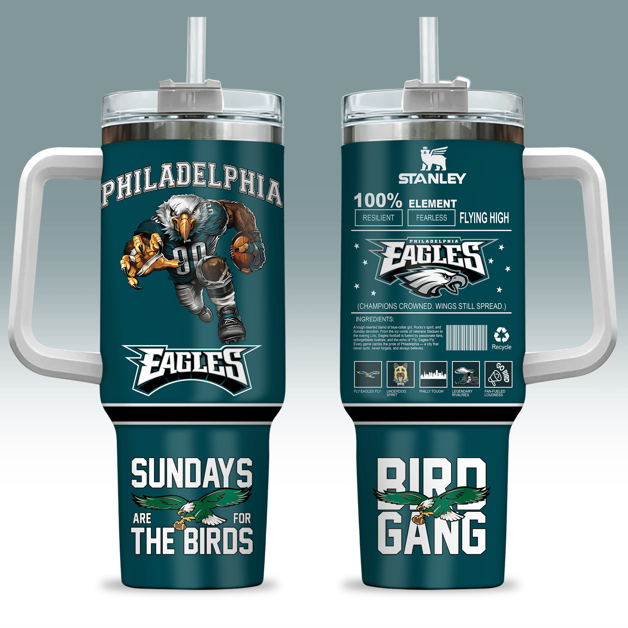 Philadelphia Eagles NFL Custom Stanley Cup 40 oz 30 oz Tumbler With HandleTVC230198