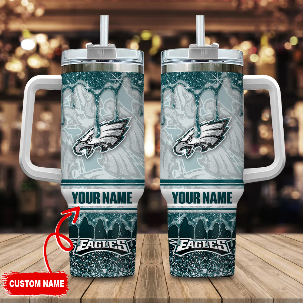 Philadelphia Eagles NFL Glitter Custom Stanley Cup 40 oz 30 oz Tumbler With HandleTVC230143