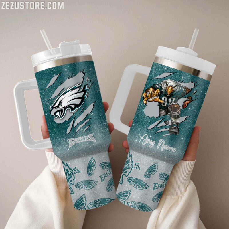 Philadelphia Eagles NFL Glitter Custom Stanley Cup 40 oz 30 oz Tumbler With HandleTVC230199