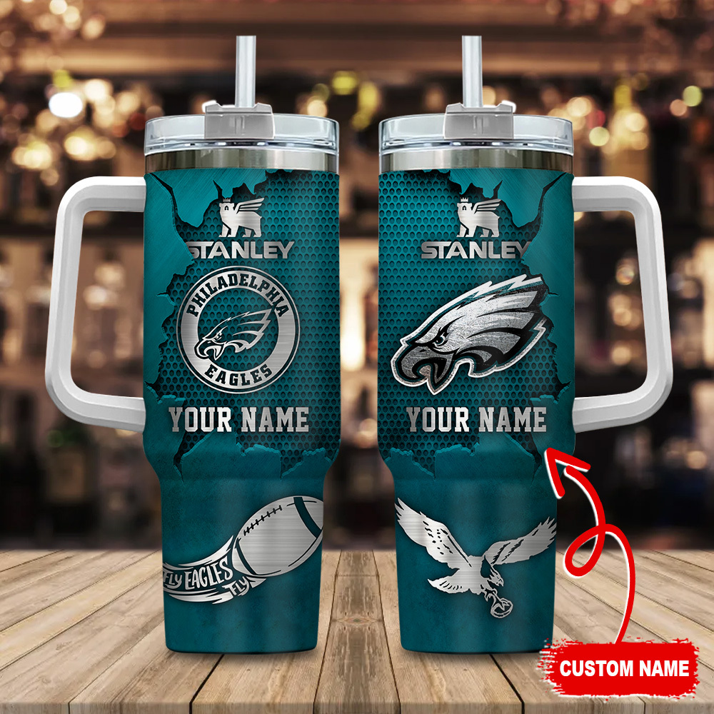Philadelphia Eagles NFL Metal Style Custom Stanley Cup 40 oz 30 oz Tumbler With HandleTVC230186