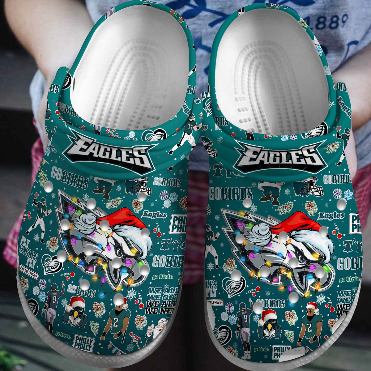 Philadelphia Eagles NFL Sport Christmas Crocs Crocband Clogs Shoes Comfortable For Men Women and Kids