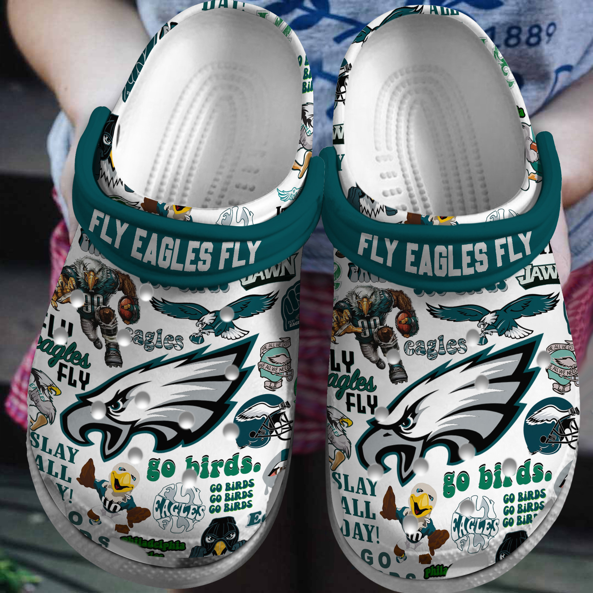 Philadelphia Eagles NFL Sport Crocs Crocband Clogs Shoes Comfortable For Men Women and Kids