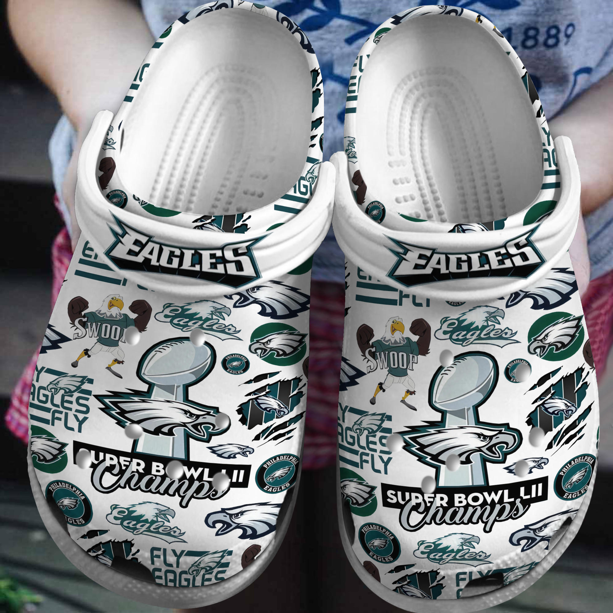Philadelphia Eagles NFL Sport Crocs Crocband Clogs Shoes Comfortable For Men Women and Kids