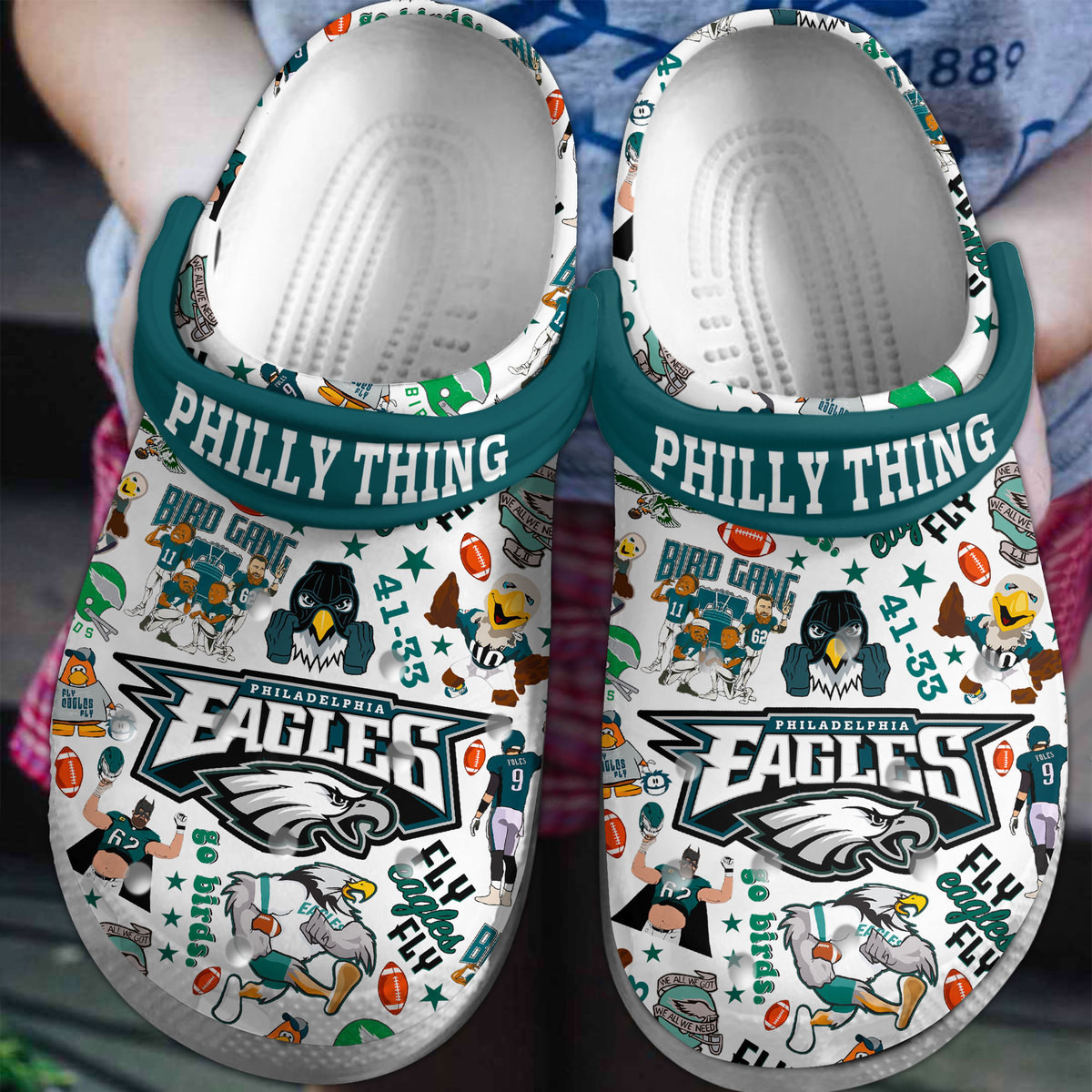 Philadelphia Eagles NFL Sport Crocs Crocband Clogs Shoes Comfortable For Men Women and Kids