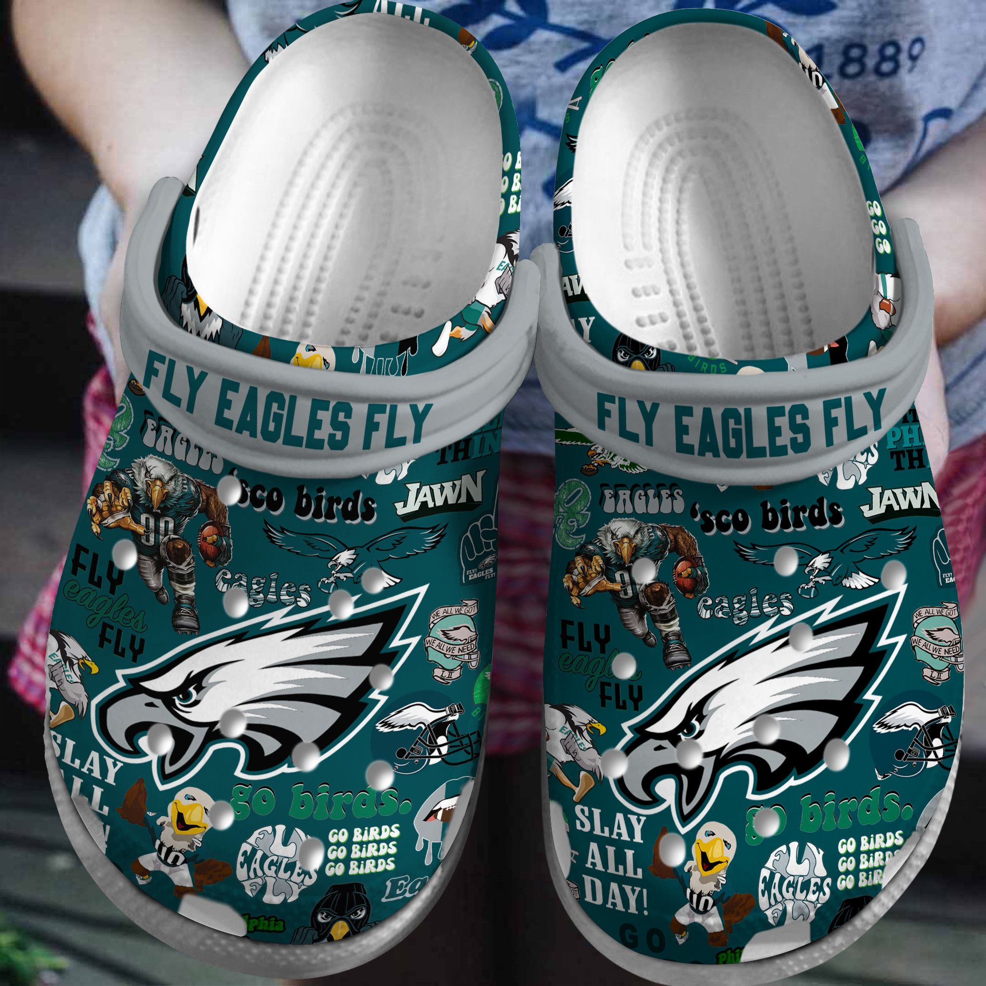 Philadelphia Eagles NFL Sport Crocs Crocband Clogs Shoes Comfortable For Men Women and Kids