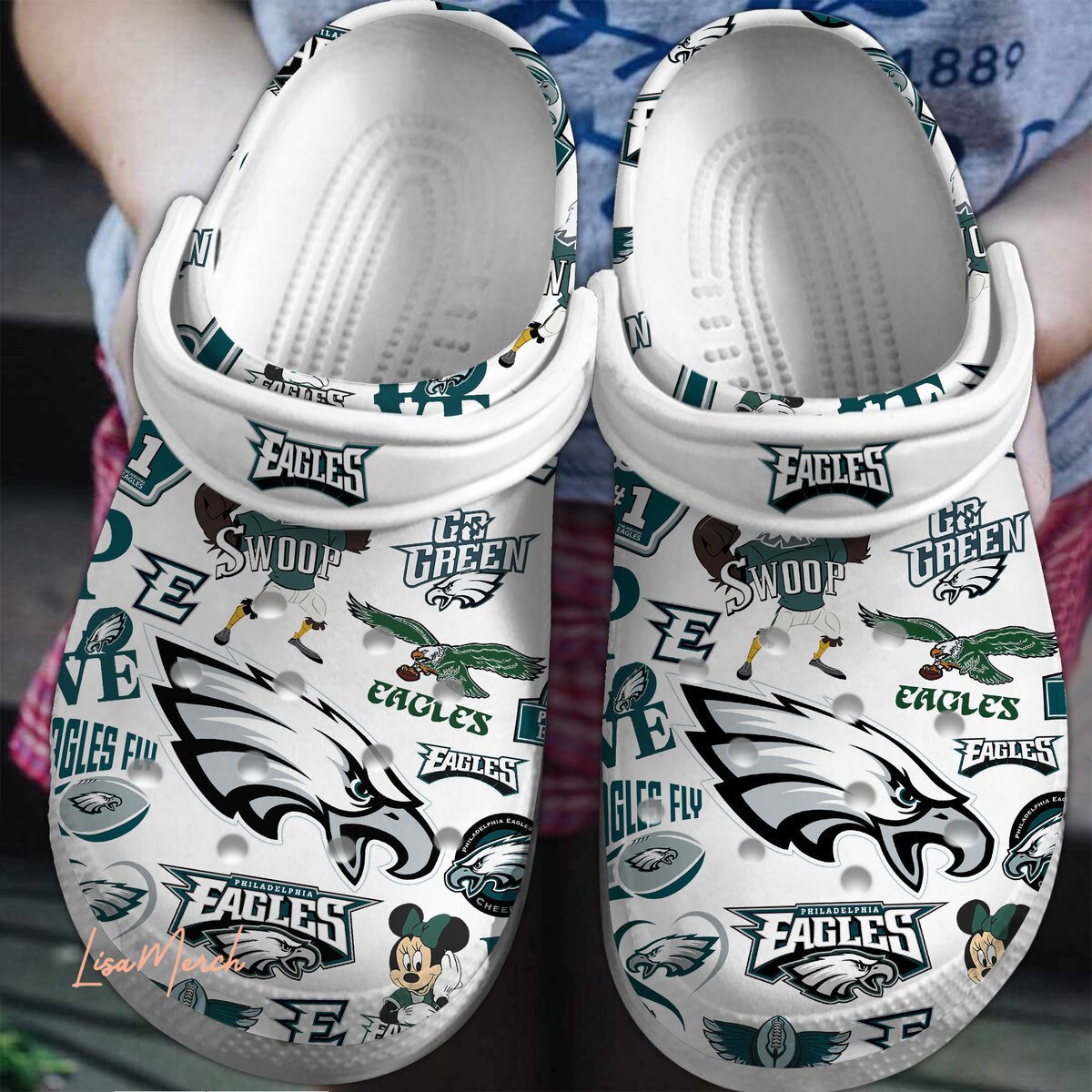 Philadelphia Eagles NFL Sport Crocs Crocband Clogs Shoes Comfortable For Men Women and Kids
