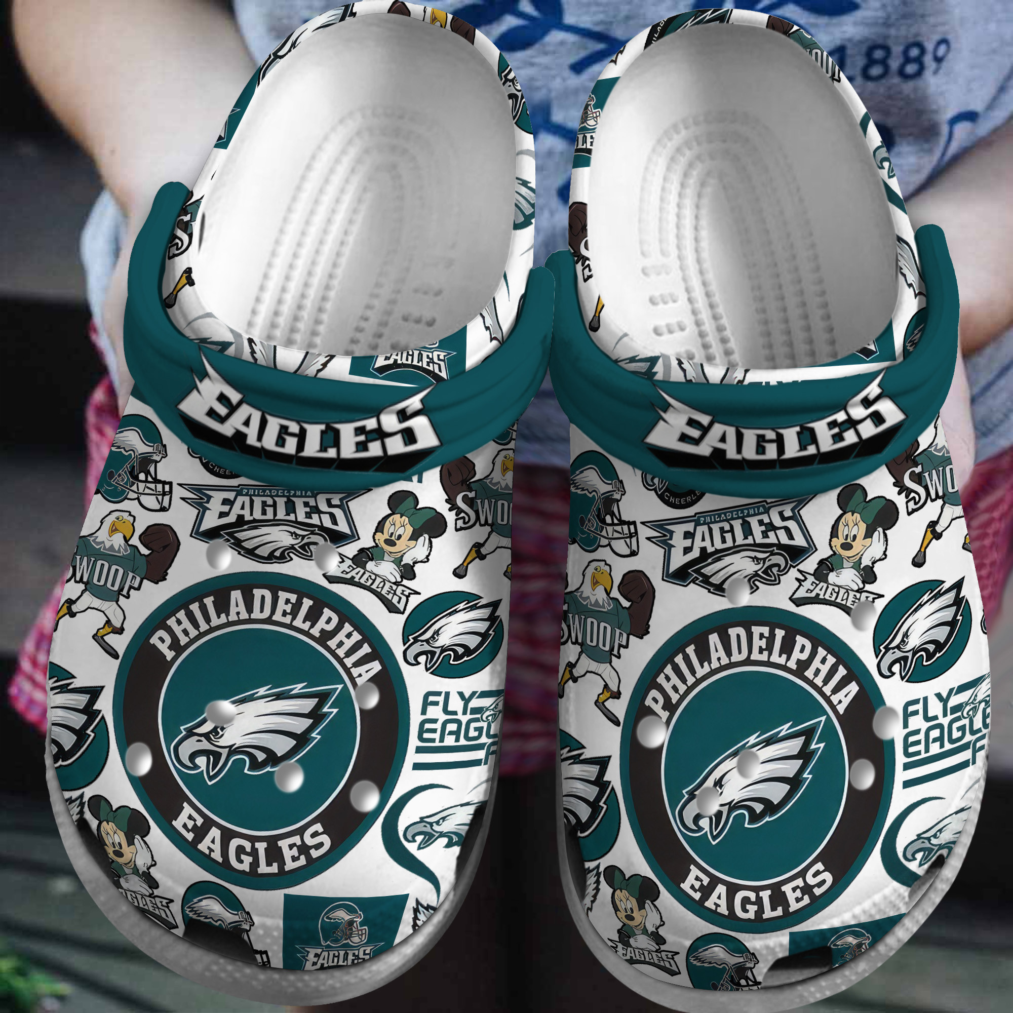 Philadelphia Eagles NFL Sport Crocs Crocband Clogs Shoes Comfortable For Men Women and Kids