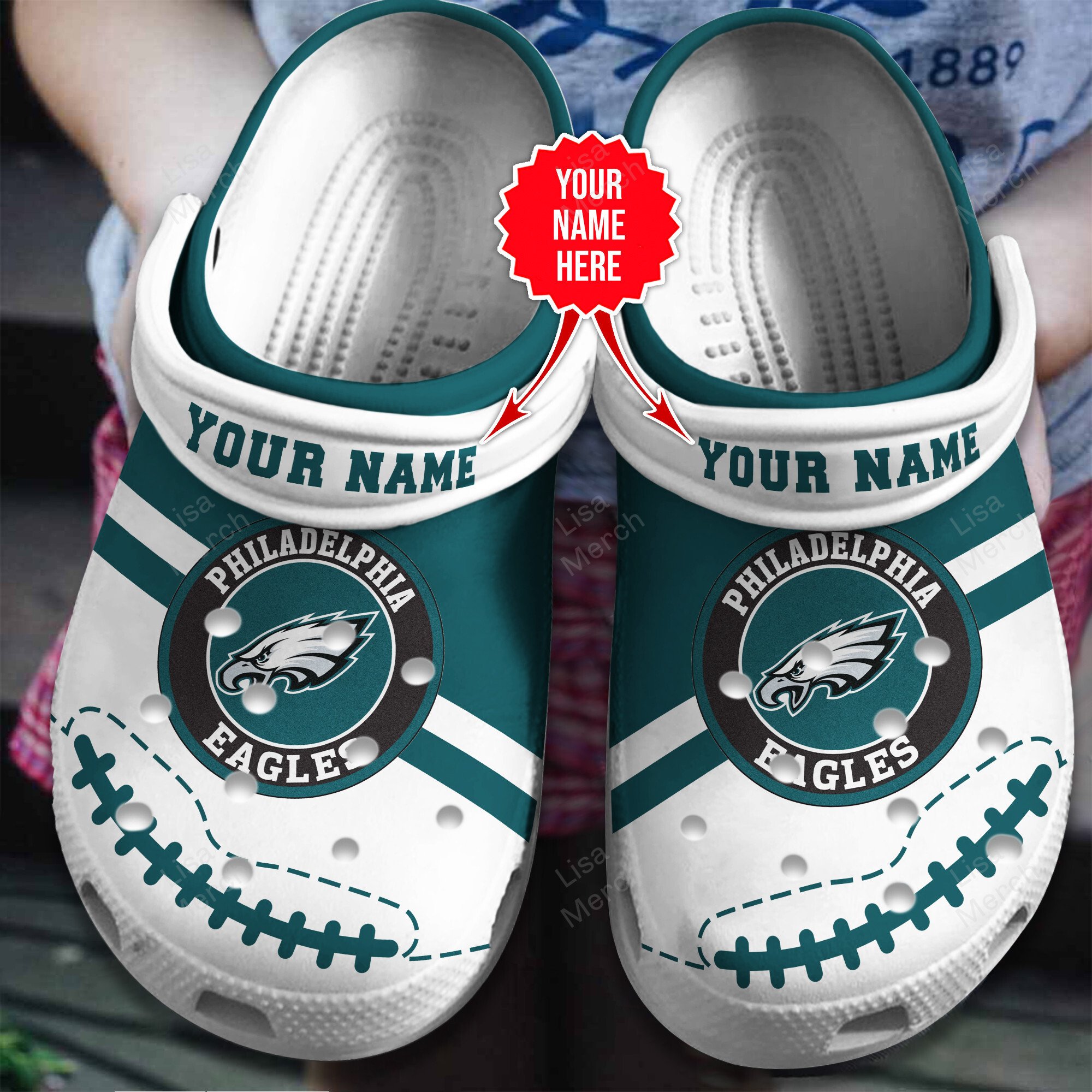 Philadelphia Eagles NFL Sport Crocs Crocband Clogs Shoes Comfortable For Men Women and Kids