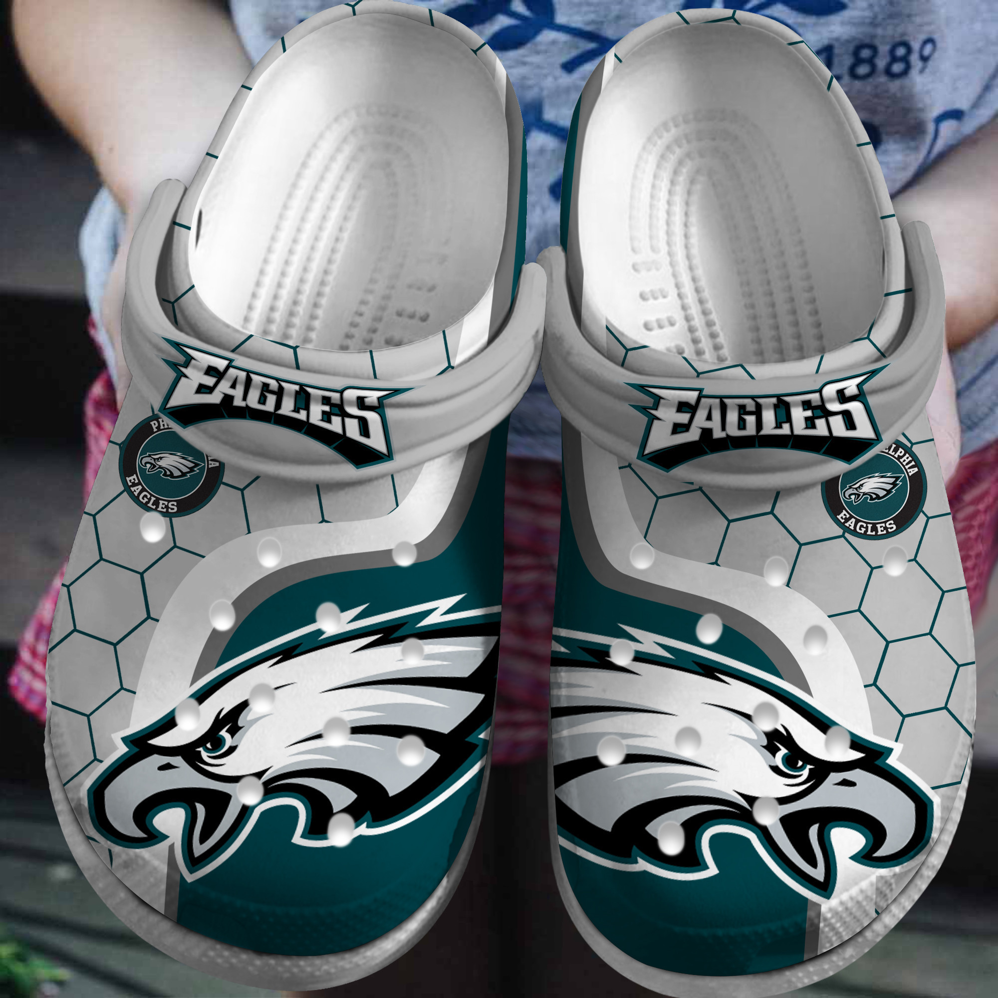 Philadelphia Eagles NFL Sport Crocs Crocband Clogs Shoes Comfortable For Men Women and Kids