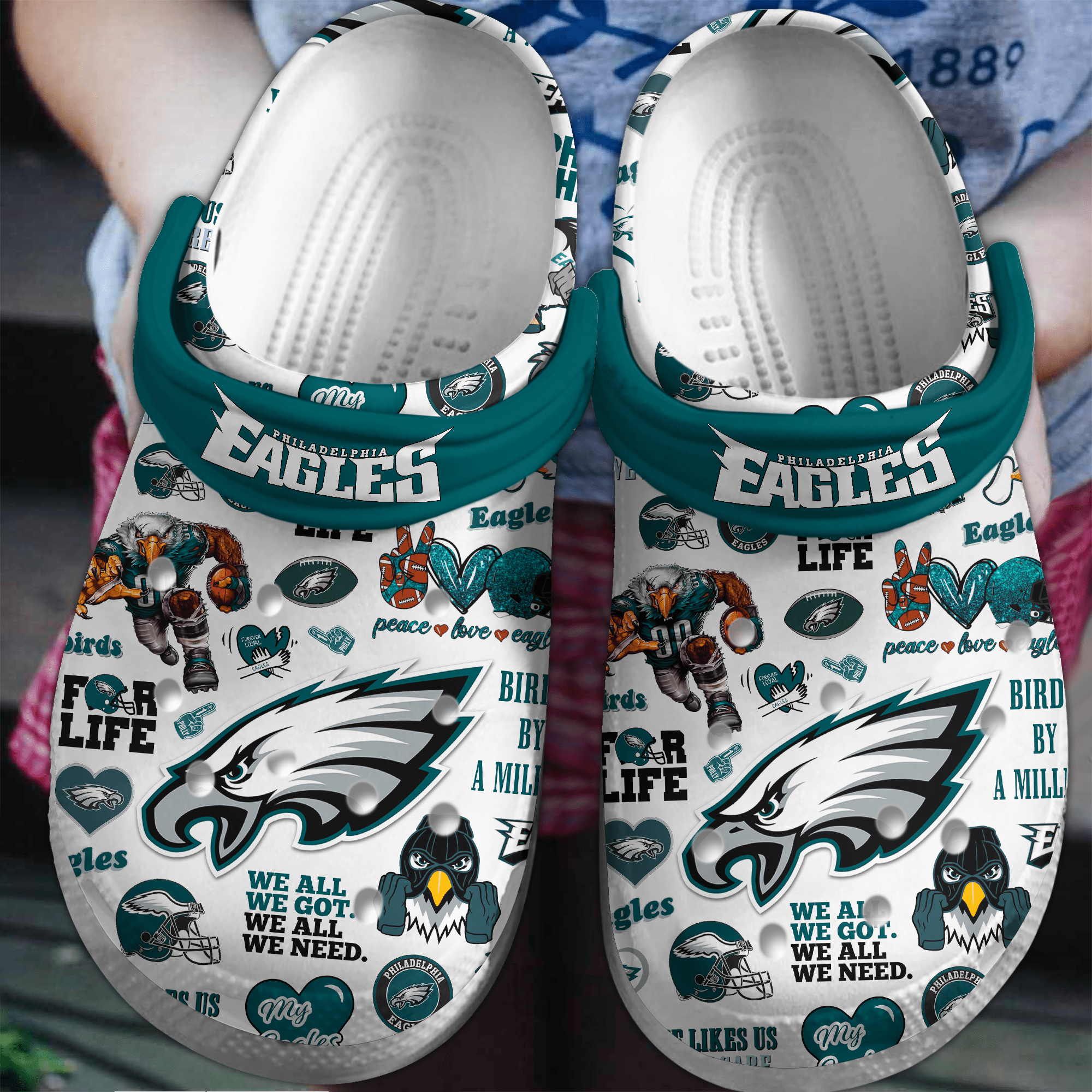 Philadelphia Eagles NFL Sport Crocs Crocband Clogs Shoes Comfortable For Men Women and Kids