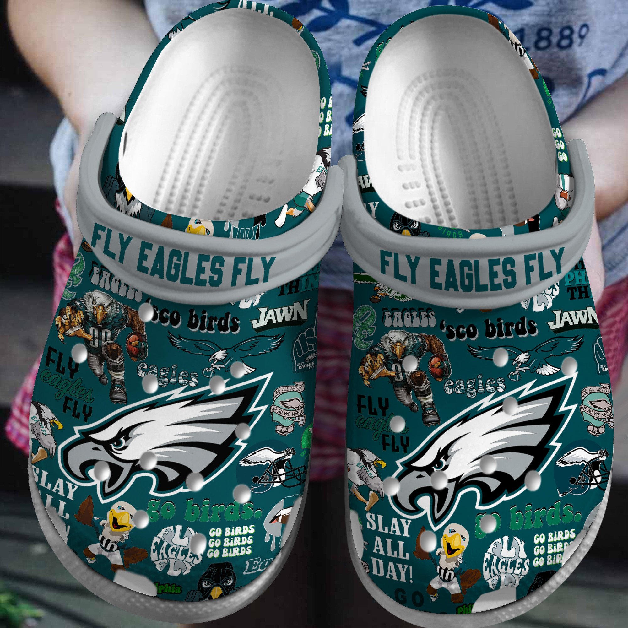 Philadelphia Eagles NFL Sport Crocs Crocband Clogs Shoes Comfortable For Men Women and Kids