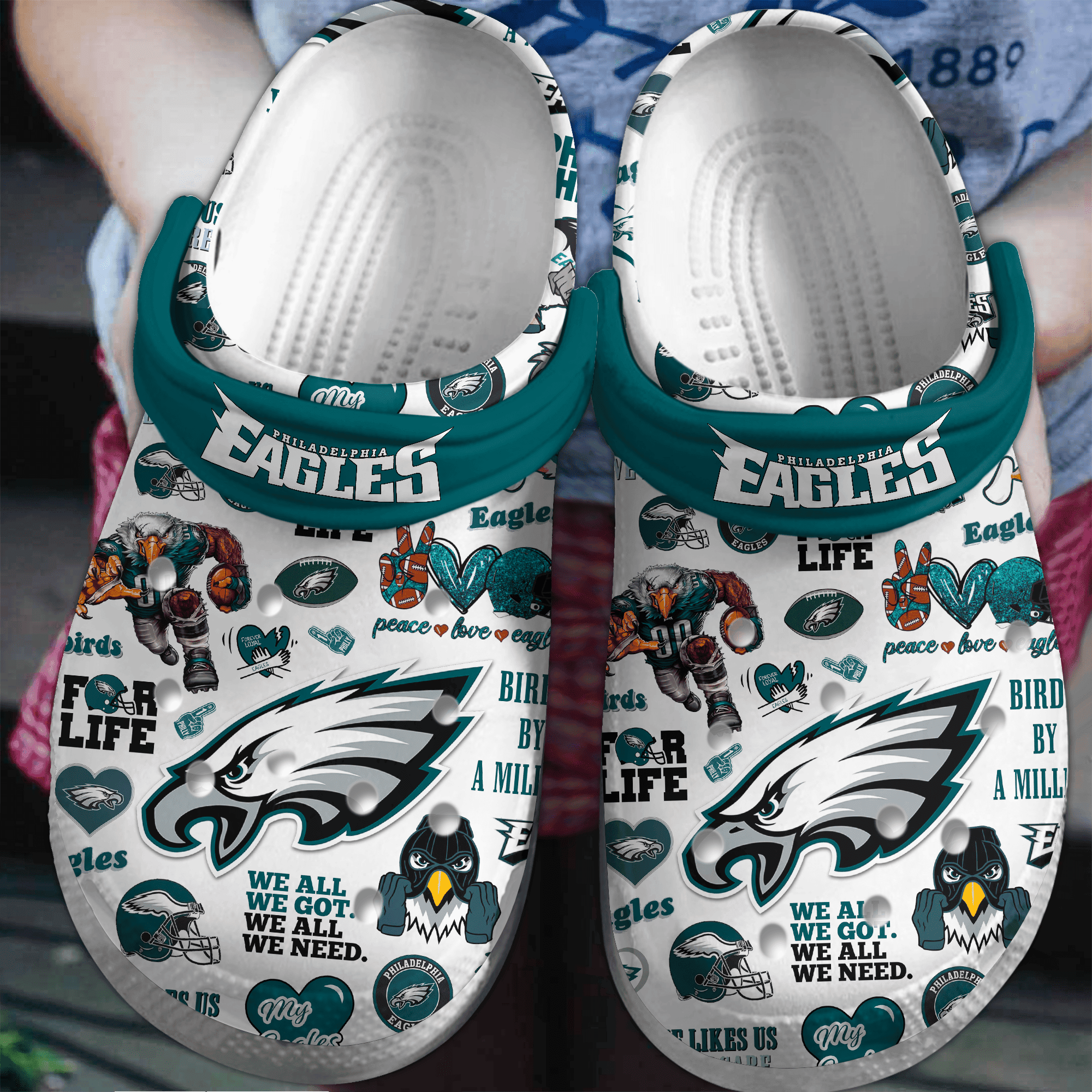 Philadelphia Eagles NFL Sport Crocs Crocband Clogs Shoes Comfortable For Men Women and Kids