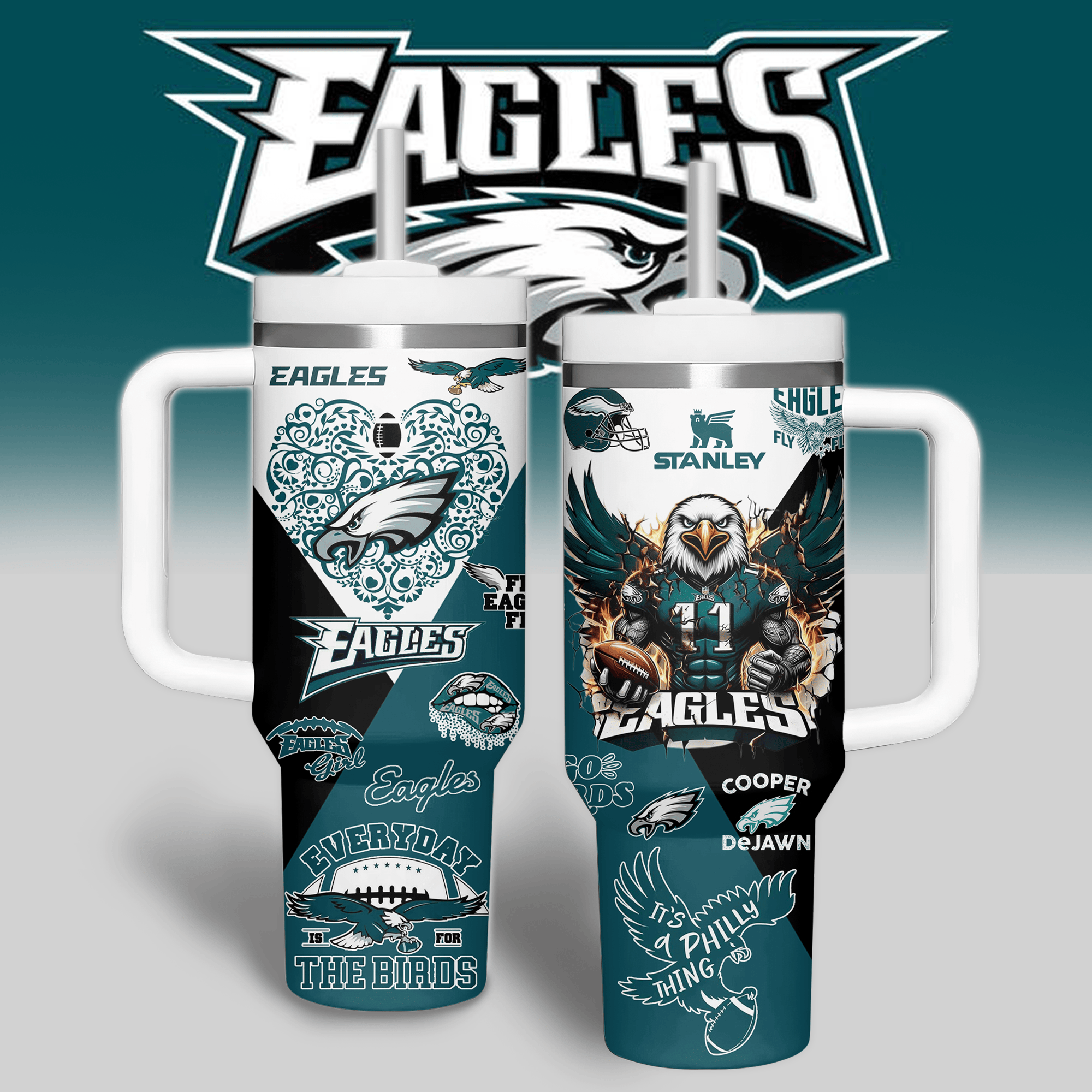 Philadelphia Eagles NFL Sports Custom Stanley Cup 40 oz 30 oz Tumbler With HandleTVC2301316