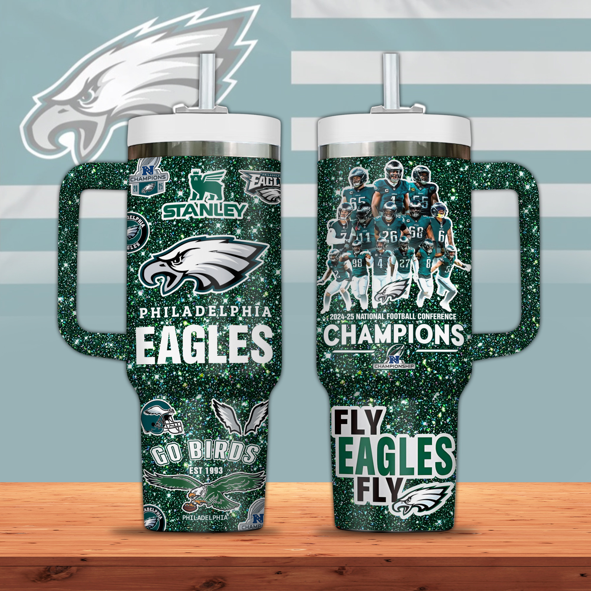 Philadelphia Eagles NFL Sports Custom Stanley Cup 40 oz 30 oz Tumbler With HandleTVC2301316
