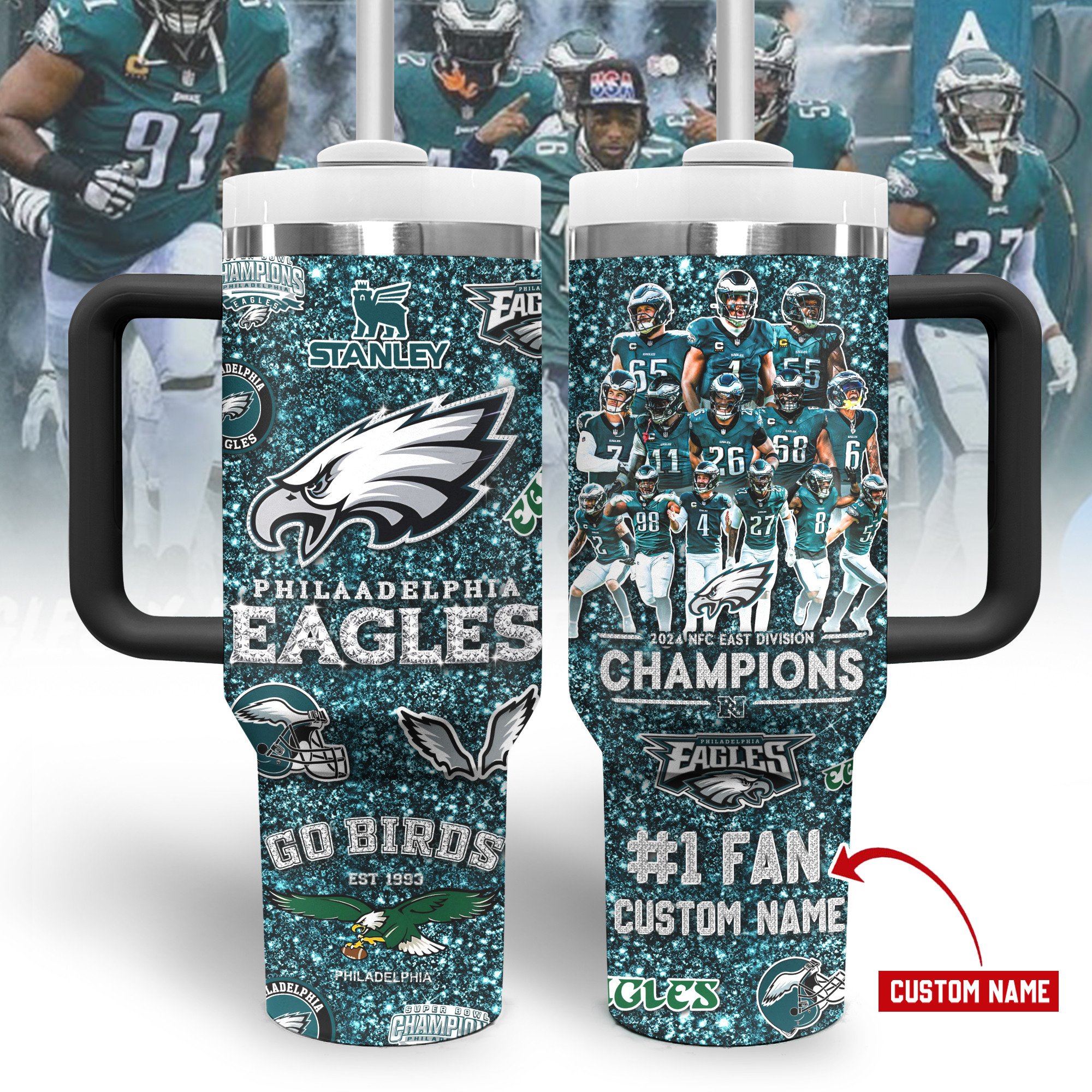 Philadelphia Eagles NFL Sports Custom Stanley Cup 40 oz 30 oz Tumbler With HandleTVC2301329
