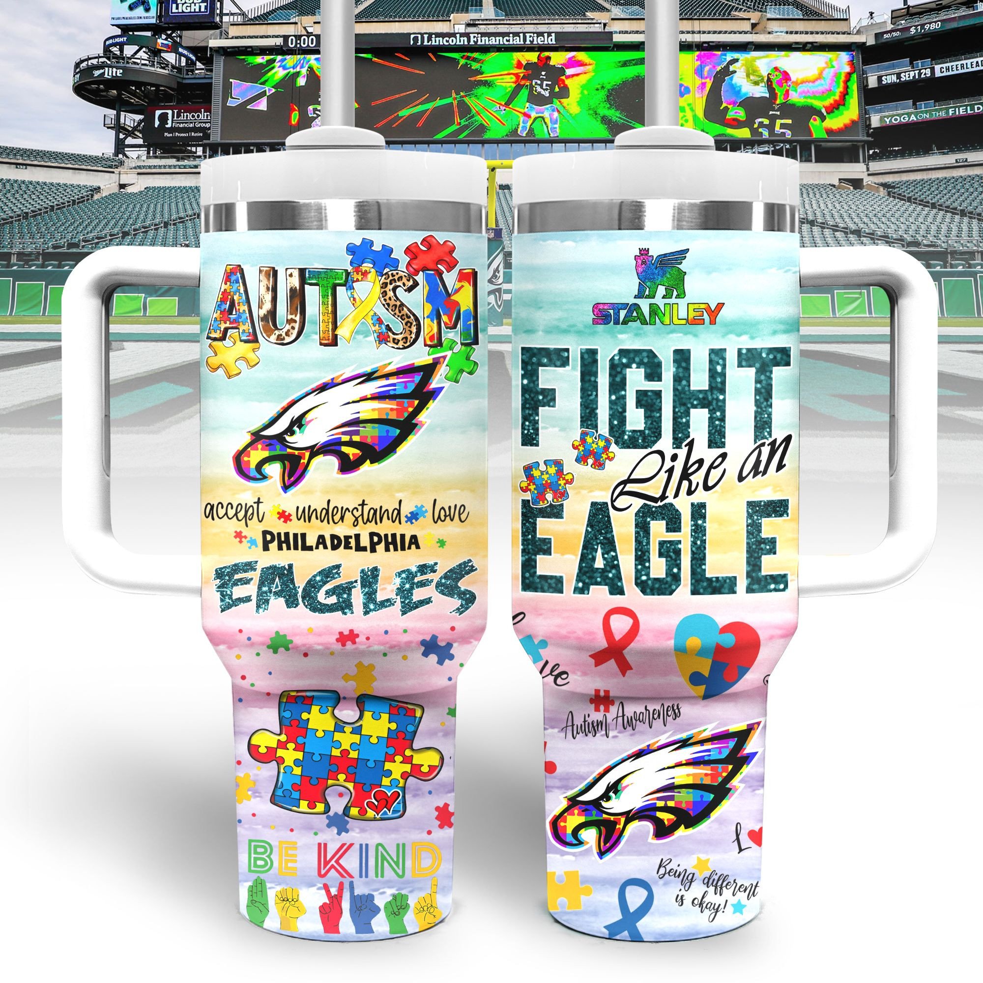 Philadelphia Eagles NFL Sports Custom Stanley Cup 40 oz 30 oz Tumbler With HandleTVC2301345