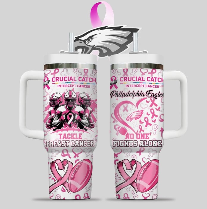 Philadelphia Eagles NFL x Breast Cancer Awareness Custom Stanley Cup 40 oz 30 oz Tumbler With HandleTVC2301125